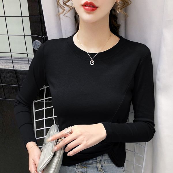 autumn 2020 dress dressdressnew long sleeve t-shirt women's ins women's dress slim short design sense of small crowd hem knot fash, White 
autumn 2020 dress dressdressnew long sleeve t-shirt women's ins women's dress slim short design sense of small crowd hem knot fash, White