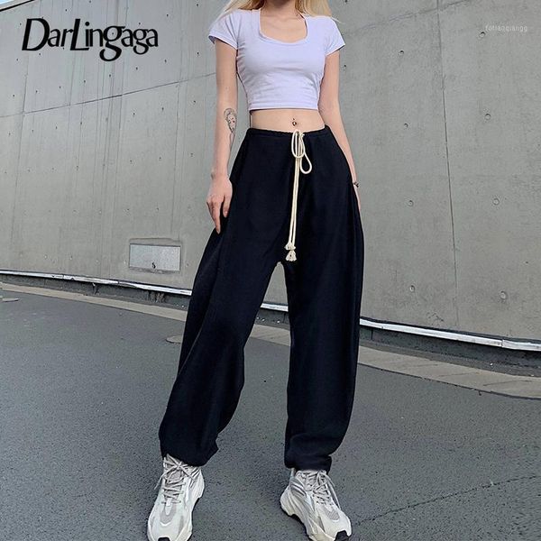 darlingaga streetwear baggy drawstring black high waist pants casual solid long female trousers loose harem pants hip hop capris1, Black;white
darlingaga streetwear baggy drawstring black high waist pants casual solid long female trousers loose harem pants hip hop capris1, Black;white