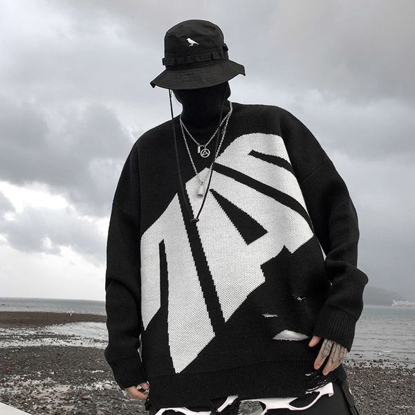 2021 fall black turtlenecks high ripped hole oversize hip hop jersey from vintage fashion men pull homme 7x7l, White;black
2021 fall black turtlenecks high ripped hole oversize hip hop jersey from vintage fashion men pull homme 7x7l, White;black