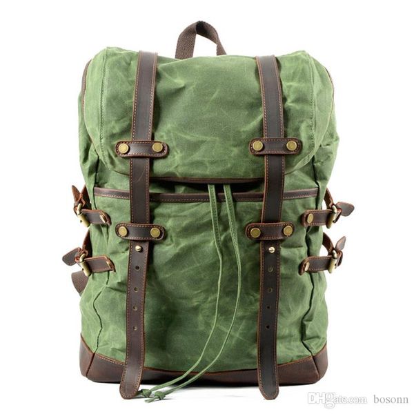 waxed canvas and leather mens vintage backpack waterproof college schlool bag outdoor travel computer rucksack fits 16-inch laptop
waxed canvas and leather mens vintage backpack waterproof college schlool bag outdoor travel computer rucksack fits 16-inch laptop