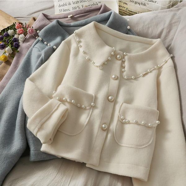 new 2021 nail bead lapel single-breasted woolen coat female winter loose western style pearls jacket cardigan, Black
new 2021 nail bead lapel single-breasted woolen coat female winter loose western style pearls jacket cardigan, Black