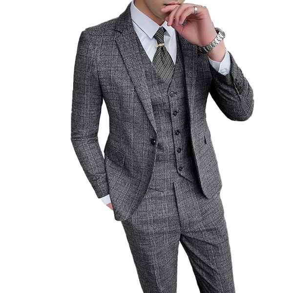 men's suits & blazers ( jacket + vest pants ) boutique fashion plaid mens slim casual business suit groom wedding dress formal three-pi, White;black
men's suits & blazers ( jacket + vest pants ) boutique fashion plaid mens slim casual business suit groom wedding dress formal three-pi, White;black