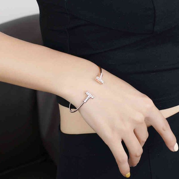 tiff fashion bangles creative diamond inlaid opening double t bracelet t home classic zircon small fresh personalized design, Black
tiff fashion bangles creative diamond inlaid opening double t bracelet t home classic zircon small fresh personalized design, Black