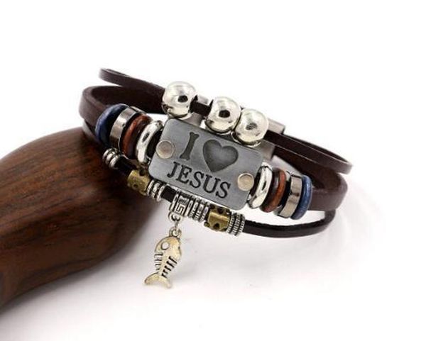 charm bracelets vintage fish pendant christian multilayer leather bracelets for mens i love jesus, Golden;silver
charm bracelets vintage fish pendant christian multilayer leather bracelets for mens i love jesus, Golden;silver