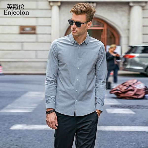 enjeolon brand fall camisa masculina cotton shirts men solid shirts male 3xl blouse long sleeve for men cx2517-1, White;black
enjeolon brand fall camisa masculina cotton shirts men solid shirts male 3xl blouse long sleeve for men cx2517-1, White;black
