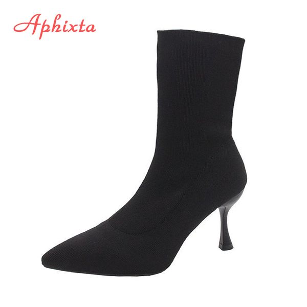 aphixta 9cm 7cm 5cm stretch fabric socks boots women black shoes elegant pointed toe knitting elastic ankle boots for women 201020
aphixta 9cm 7cm 5cm stretch fabric socks boots women black shoes elegant pointed toe knitting elastic ankle boots for women 201020