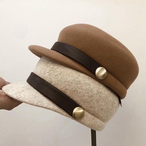wool felt hat warm wool winter hat visor / beret / newsboy, Blue;gray