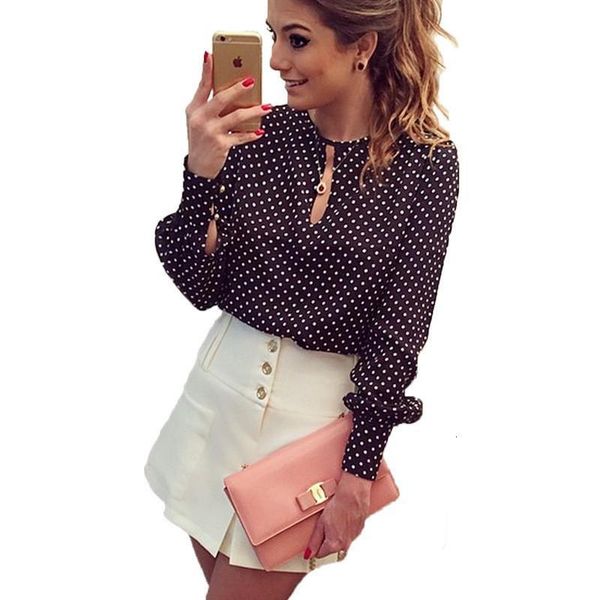 designer women casual blouses spring summer chiffon polka shirt black friday 2021 deals, White;black
designer women casual blouses spring summer chiffon polka shirt black friday 2021 deals, White;black