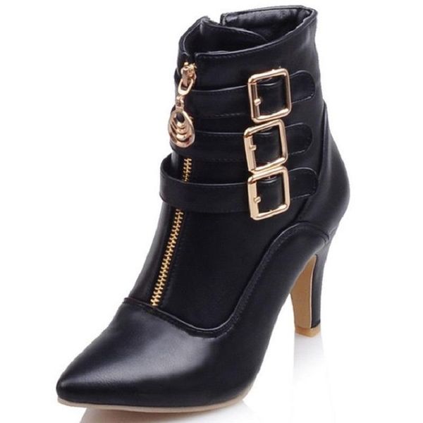 boots style european and american belt buckle for women, large size ankle boots, 34-45 pointed pony, Black
boots style european and american belt buckle for women, large size ankle boots, 34-45 pointed pony, Black