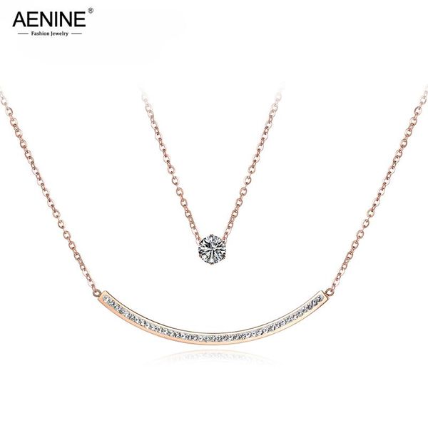 aenine double layer cz crystal double chain & link necklaces jewelry titanium steel rose gold chokers necklace for women an18061, Golden;silver
aenine double layer cz crystal double chain & link necklaces jewelry titanium steel rose gold chokers necklace for women an18061, Golden;silver