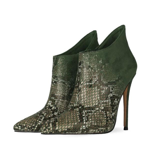 big size gradient snake print suede upper pointed toe women short booties side zipper thin high heel ladies low cut ankle boots, Black
big size gradient snake print suede upper pointed toe women short booties side zipper thin high heel ladies low cut ankle boots, Black