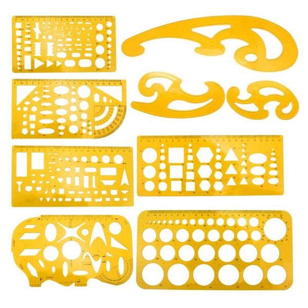 9 Pcs Architecture Drawing Templates Technical Drafting Stencils Tool French Curve Ruler For Artistic Studio Office