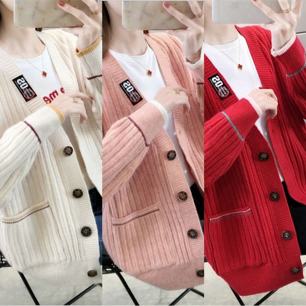 idq6x online celebrity color women's lazy style solid knitwear coat coa labeling loose korean sweater style v-neck long sleeve large si, White;black
idq6x online celebrity color women's lazy style solid knitwear coat coa labeling loose korean sweater style v-neck long sleeve large si, White;black