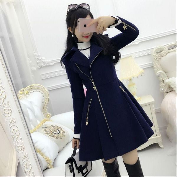 2020 autumn winter women coats dark blue lady coats zipper long-sleeved woolen coat women's mid-length slim winter women1, Black
2020 autumn winter women coats dark blue lady coats zipper long-sleeved woolen coat women's mid-length slim winter women1, Black