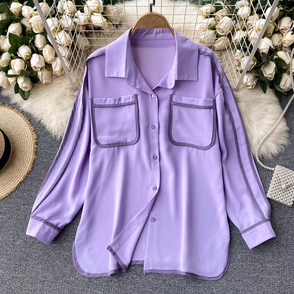 2021 new female design shirt collar long pocket solid autumn fashion loose iafz, White
2021 new female design shirt collar long pocket solid autumn fashion loose iafz, White
