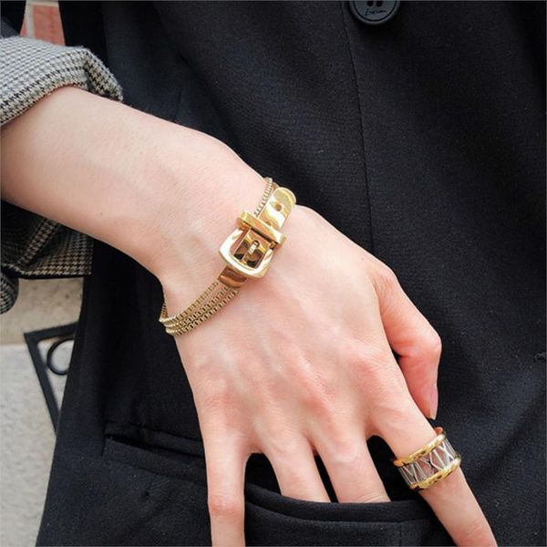 yun ruo fashion 18k gold plated three layer belt buckle bracelet popular woman gift stainless steel jewelry accessories not fade, Black
yun ruo fashion 18k gold plated three layer belt buckle bracelet popular woman gift stainless steel jewelry accessories not fade, Black