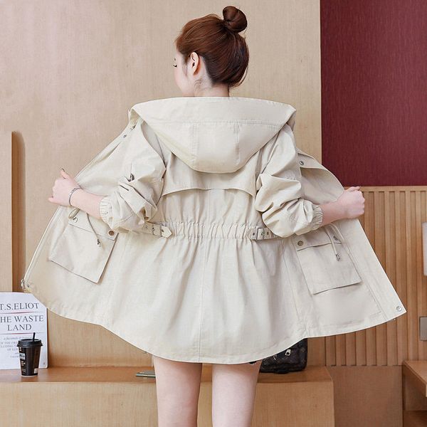 women's trench coats coat mid-length korean chic 2021 spring and autumn loose tooling solid color hooded drawstring outerwear r399, Tan;black
women's trench coats coat mid-length korean chic 2021 spring and autumn loose tooling solid color hooded drawstring outerwear r399, Tan;black