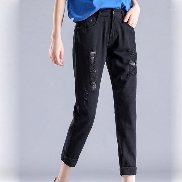 lucyever autumn fashion ripped hole denim pants women 2020 washed high waist harem pants woman loose ankle-length jeans female1, Blue
lucyever autumn fashion ripped hole denim pants women 2020 washed high waist harem pants woman loose ankle-length jeans female1, Blue