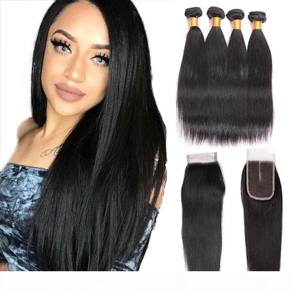 brazilian virgin straight hair with closure 100% unprocessed remy human hair 4 bundles with 4*4 middle part lace closure natural color, Black
brazilian virgin straight hair with closure 100% unprocessed remy human hair 4 bundles with 4*4 middle part lace closure natural color, Black