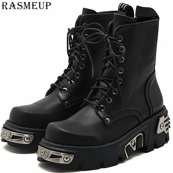 rasmeup 6cm punk style platform women ankle boots 2019 women's motorcycle boot fashion ladies chunky shoes metal decor black 1026
rasmeup 6cm punk style platform women ankle boots 2019 women's motorcycle boot fashion ladies chunky shoes metal decor black 1026