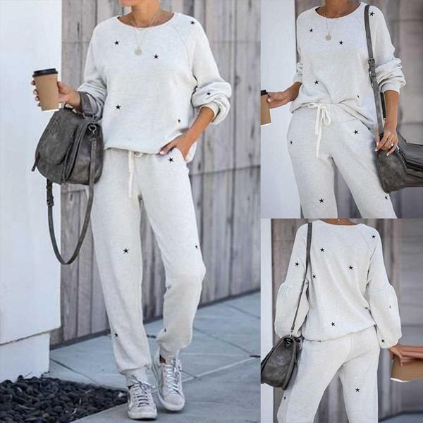 2 шт комплект женщины tracksuit pentagram печать два куска набора top штаны установить износ отдых костюм ropa mujer, Gray
2 шт комплект женщины tracksuit pentagram печать два куска набора top штаны установить износ отдых костюм ropa mujer, Gray