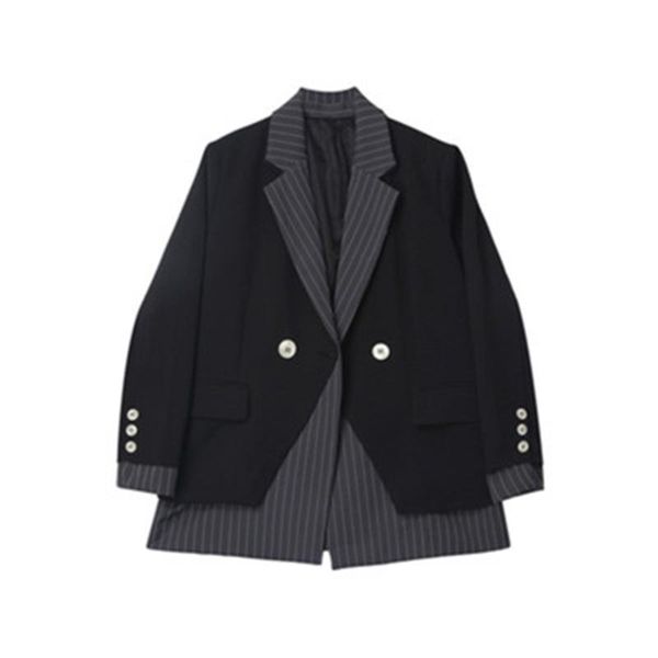 women's suits & blazers coat 2021 autumn winter women jacket striped patchwork vintage female loose coats n474, White;black
women's suits & blazers coat 2021 autumn winter women jacket striped patchwork vintage female loose coats n474, White;black