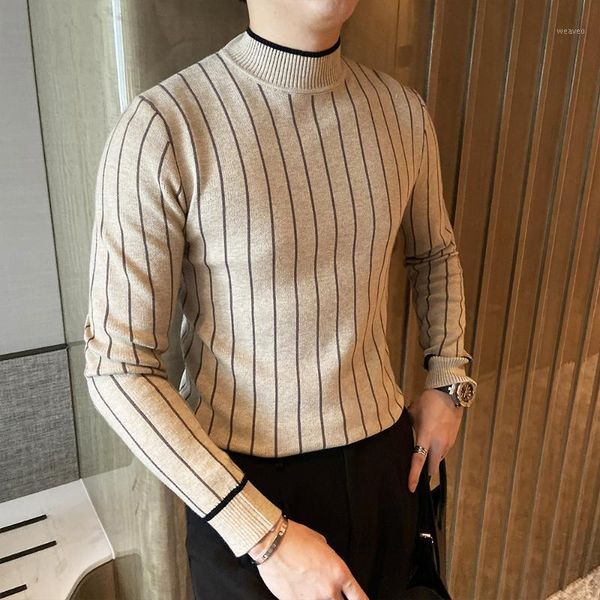 korean autumn winter turtleneck men knitted striped sweater casual thick warm slim fit pullovers pull homme black/khaki 3xl-m1, White;black
korean autumn winter turtleneck men knitted striped sweater casual thick warm slim fit pullovers pull homme black/khaki 3xl-m1, White;black