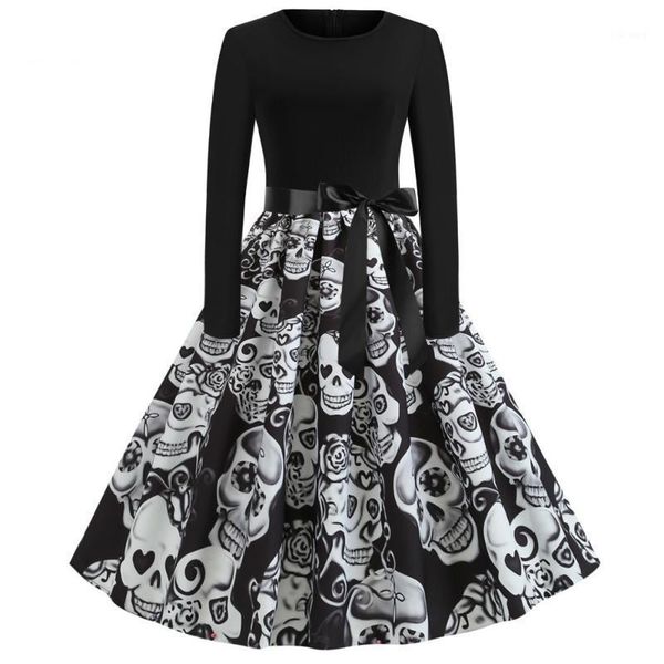 casual dresses vintage women dress long sleeve skull pumpkin print halloween robe high waist autumn winter midi female1, Black;gray
casual dresses vintage women dress long sleeve skull pumpkin print halloween robe high waist autumn winter midi female1, Black;gray