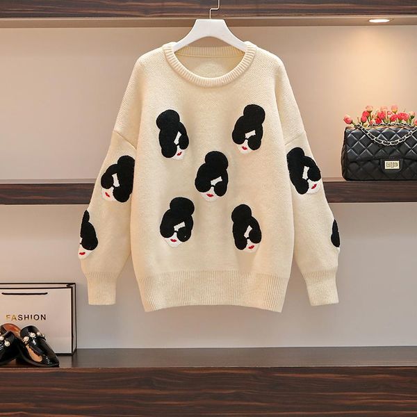 women's sweaters -3xl autumn winter o neck long sleeves sweater knitted female laides pattern casual loose a4240, White;black
women's sweaters -3xl autumn winter o neck long sleeves sweater knitted female laides pattern casual loose a4240, White;black
