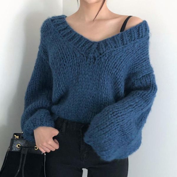 women's sweaters women sweater 2021 autumn retro v-neck knit thick loose bat sleeve clothes, White;black
women's sweaters women sweater 2021 autumn retro v-neck knit thick loose bat sleeve clothes, White;black
