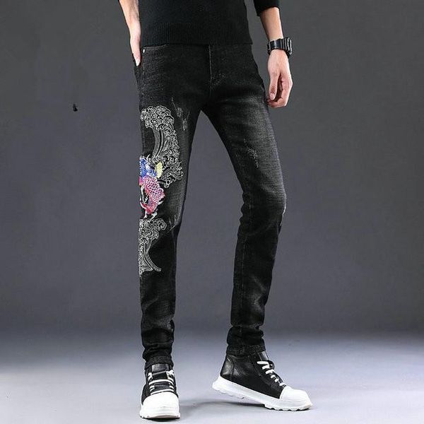 20ss men's straight leg jeans vintage embroidered slim fit skinny jeans fashion designer ripped men's buttocks black luxury jeans, Blue
20ss men's straight leg jeans vintage embroidered slim fit skinny jeans fashion designer ripped men's buttocks black luxury jeans, Blue