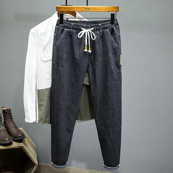 men's jeans 7xl large size men elastic waist spring fall fashion loose casual harem trousers chic patch simple retro cargo denim pants, Blue
men's jeans 7xl large size men elastic waist spring fall fashion loose casual harem trousers chic patch simple retro cargo denim pants, Blue