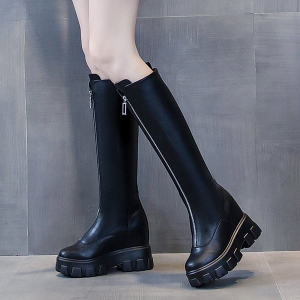 boots rimocy 2021 winter women chunky platform long front zipper pu leather knee high woman height increasing black botas
boots rimocy 2021 winter women chunky platform long front zipper pu leather knee high woman height increasing black botas
