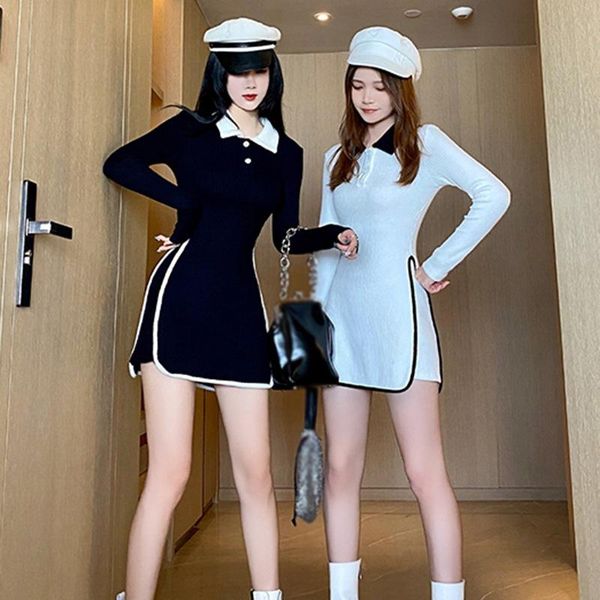 casual dresses women's lapel color contrast slim long sleeve dress 2021, Black;gray
casual dresses women's lapel color contrast slim long sleeve dress 2021, Black;gray