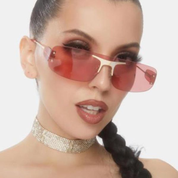 sunglasses vintage rimless female fashion trends brand designer metal frame men women uv400, White;black
sunglasses vintage rimless female fashion trends brand designer metal frame men women uv400, White;black