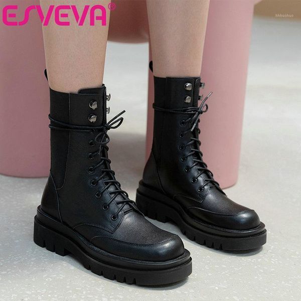 boots esveva 2021 pu+cow leather ankle autumn classic winter zipper lace up ladies square heel elegant women shoes size 34-431, Black
boots esveva 2021 pu+cow leather ankle autumn classic winter zipper lace up ladies square heel elegant women shoes size 34-431, Black