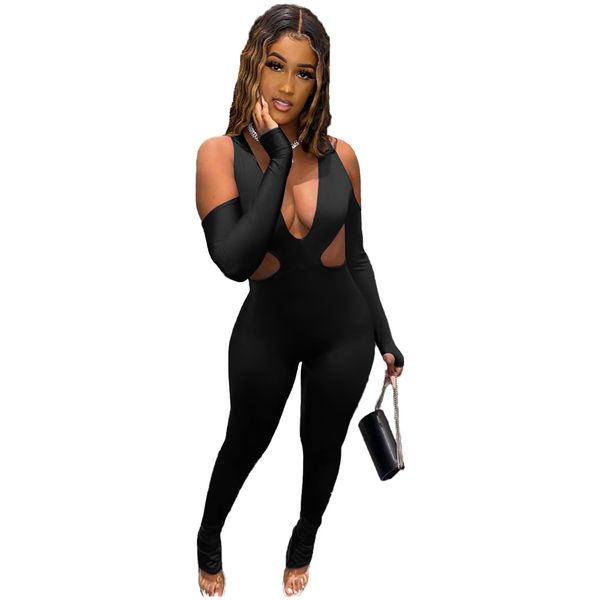 women hollow out jumpsuit strapless v neck long sleeve slim fit rompers ladies pencil pants jumpsuit, Black;white
women hollow out jumpsuit strapless v neck long sleeve slim fit rompers ladies pencil pants jumpsuit, Black;white