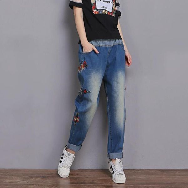 2xl-6xl jeans 2020 spring large big size embroidery elastic waist jeans female ankle-length pants was thin wide leg wj504, Blue
2xl-6xl jeans 2020 spring large big size embroidery elastic waist jeans female ankle-length pants was thin wide leg wj504, Blue