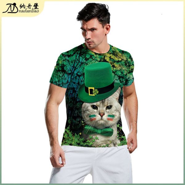 3d irish st. patrick's day new gentleman cat print leisure sports short sve t-shirt, Black
3d irish st. patrick's day new gentleman cat print leisure sports short sve t-shirt, Black