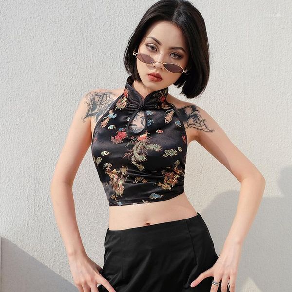 2020women summer lace up halter t shirt backless hollow bandage tank vintage dragon embroidery bralette crop1, White
2020women summer lace up halter t shirt backless hollow bandage tank vintage dragon embroidery bralette crop1, White