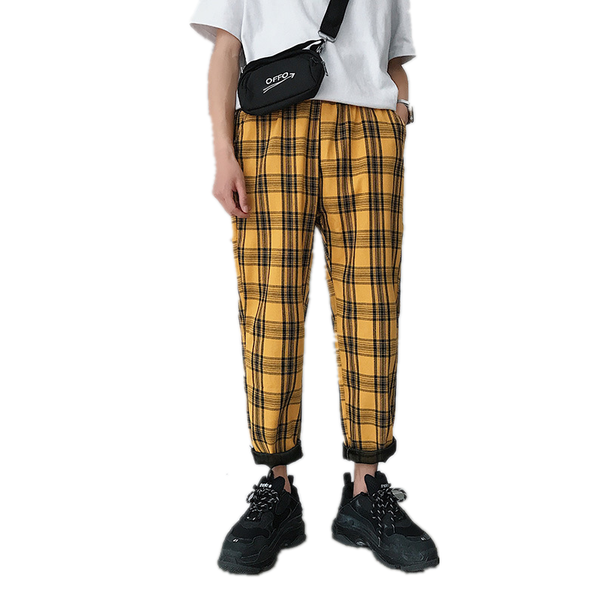 men's pants winter mens casual yellow plaid joggers streetwear straight harem men korean hip hop track plus size 5xl, Black
men's pants winter mens casual yellow plaid joggers streetwear straight harem men korean hip hop track plus size 5xl, Black