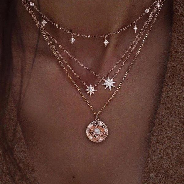 ae-canfly 2021 new women party clothing shiny crystal gem pearl stars round geometric gold pendant multilayer chain necklace set, Silver
ae-canfly 2021 new women party clothing shiny crystal gem pearl stars round geometric gold pendant multilayer chain necklace set, Silver