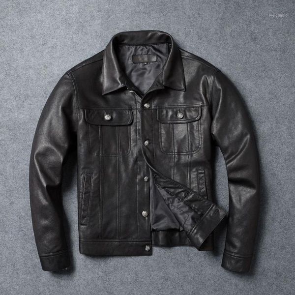 fashion autumn genuine leather male sheepskin clothing button motorcycle clothing leather jacket slim short design, Black
fashion autumn genuine leather male sheepskin clothing button motorcycle clothing leather jacket slim short design, Black