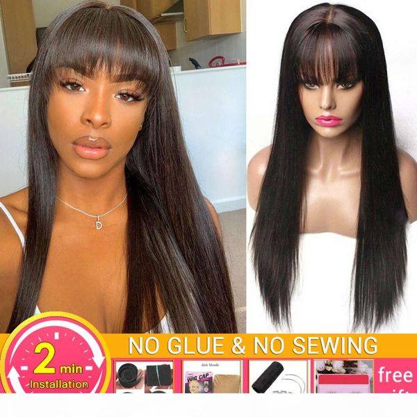 brazilian natural straight human hair for black women fake scalp lace wig with bangs non-remy middle part wigs, Black;brown
brazilian natural straight human hair for black women fake scalp lace wig with bangs non-remy middle part wigs, Black;brown