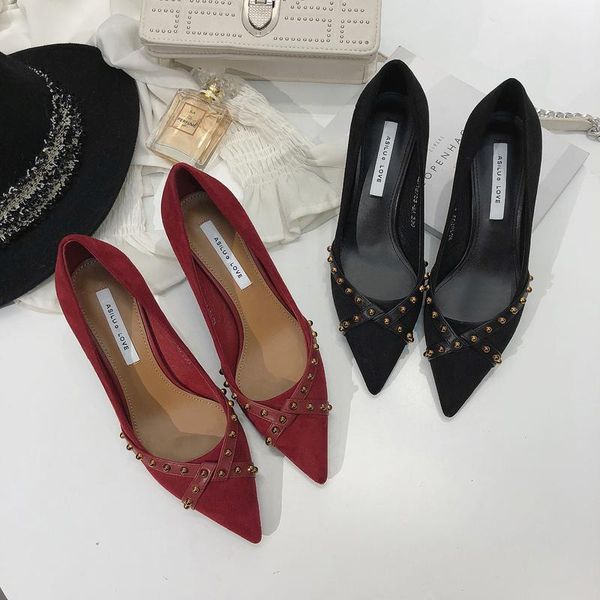 women's high heels spring and autumn mature rivet pu slip-on design wild frosted banquet luxury thin heel shoes w27-25, Black
women's high heels spring and autumn mature rivet pu slip-on design wild frosted banquet luxury thin heel shoes w27-25, Black