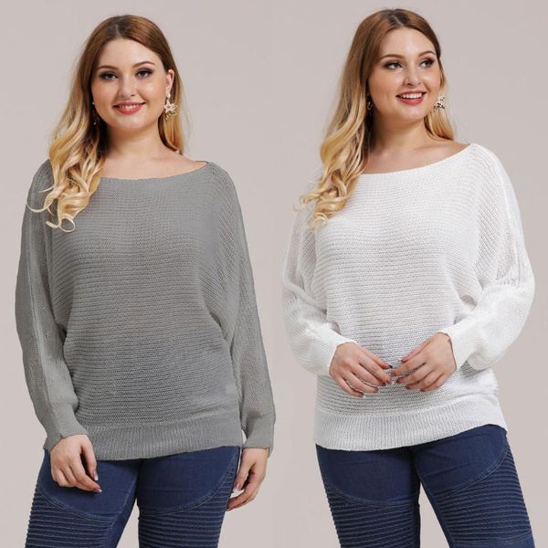 women plus size winter casual knitting sweater loose long sleeve blouse round neck solid color pullover dames truien q1, White;black
women plus size winter casual knitting sweater loose long sleeve blouse round neck solid color pullover dames truien q1, White;black
