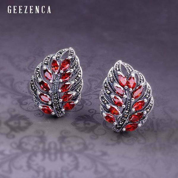 stud 925 sterling silver leaf-shaped gemstone marcasite earring trendy vintage garnet corundum earrings fine jewelry women gift, Golden;silver
stud 925 sterling silver leaf-shaped gemstone marcasite earring trendy vintage garnet corundum earrings fine jewelry women gift, Golden;silver