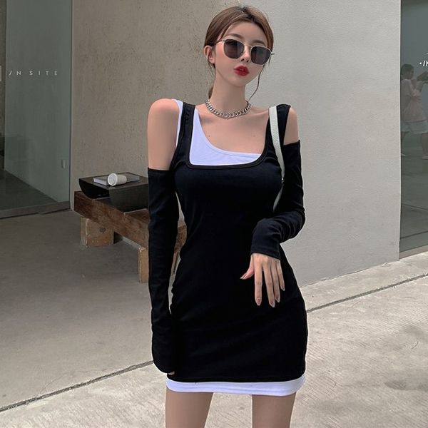 autumn 2020 new design feeling fake two off shoulder short skirt slim long sleeve dress fashion for women
autumn 2020 new design feeling fake two off shoulder short skirt slim long sleeve dress fashion for women