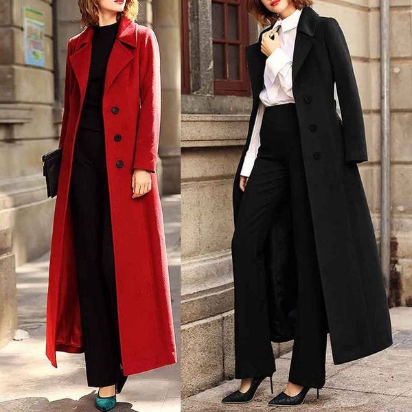 winter elegant x-long single breasted coat woolen overcoat lapel waist wool blends coat lj201106, Black
winter elegant x-long single breasted coat woolen overcoat lapel waist wool blends coat lj201106, Black