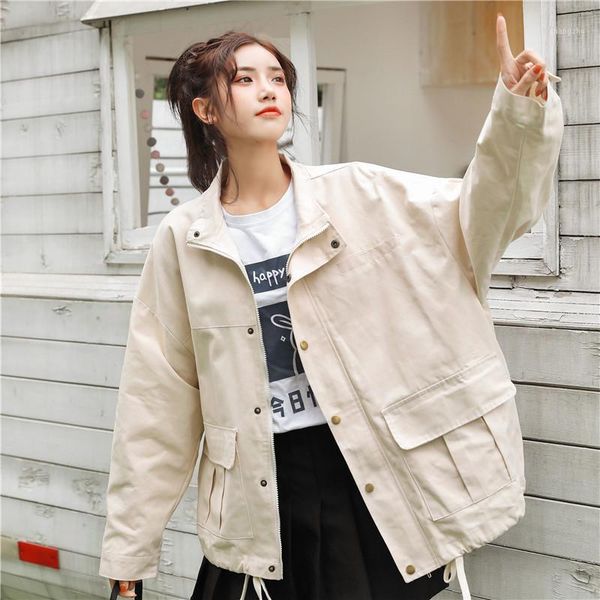 new 2020 autumn jackets women double pockets loose solid casual windbreaker outerwear coat ladies outwear tooling jackets1, Black;brown
new 2020 autumn jackets women double pockets loose solid casual windbreaker outerwear coat ladies outwear tooling jackets1, Black;brown